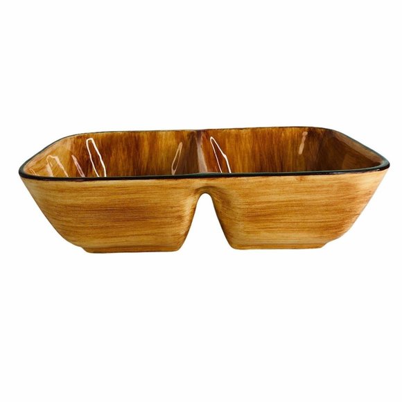 Pennsbury Pottery Red Rooster Divided Vegetable Dish Serving Bowl Art Pottery - Picture 8 of 12